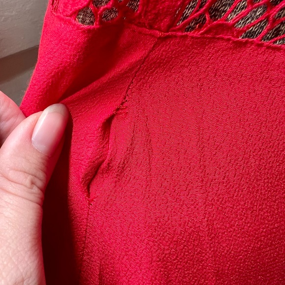 🌹🌸For Love & Lemons Red Lace Floral Embroidered Mini Dress Size S🌸🌹 - Picture 7 of 7